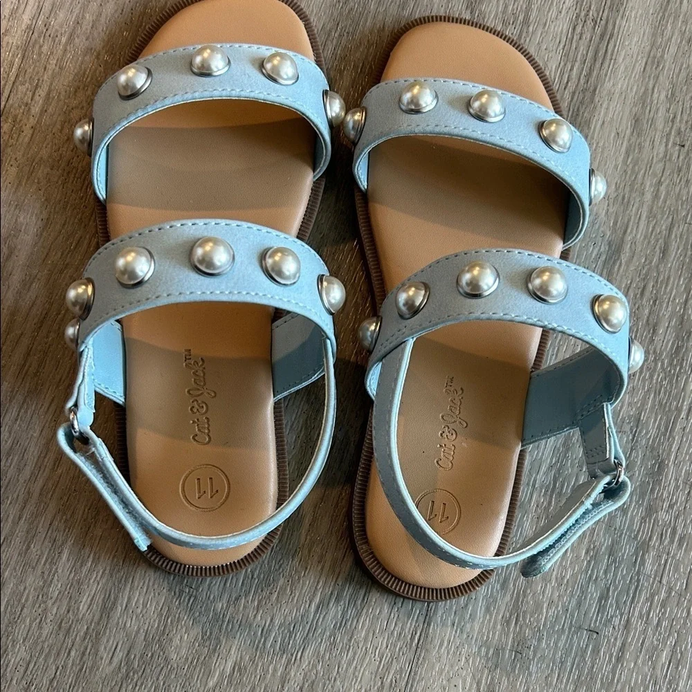 Cat & Jack Light Blue Sandals with Pearl Details